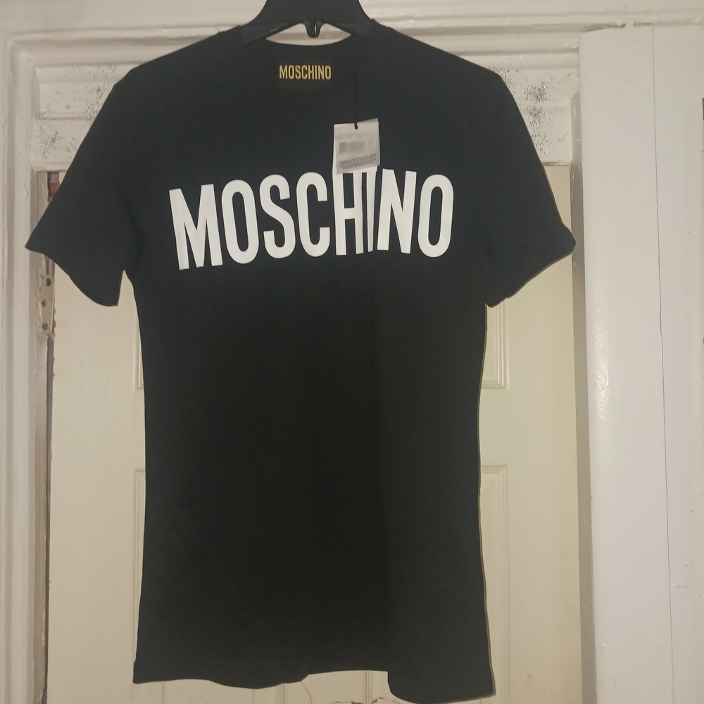 Moschino Black Tee with White Logo